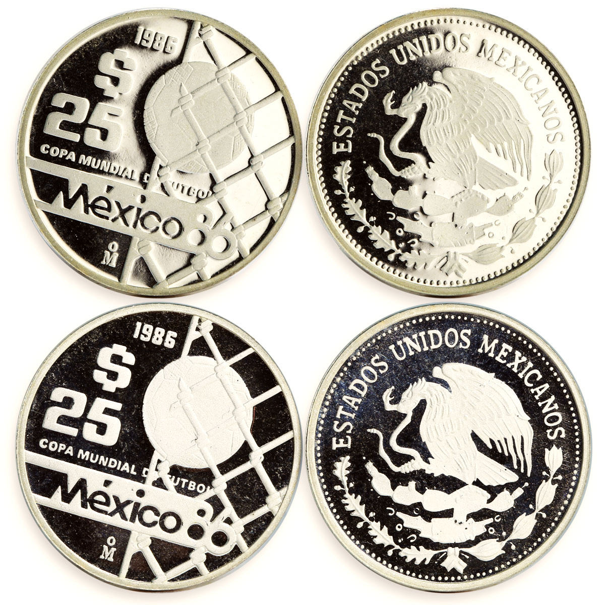 Mexico set of 12 coins 25 50 100 pesos Football World Cup proof silver coin 1986