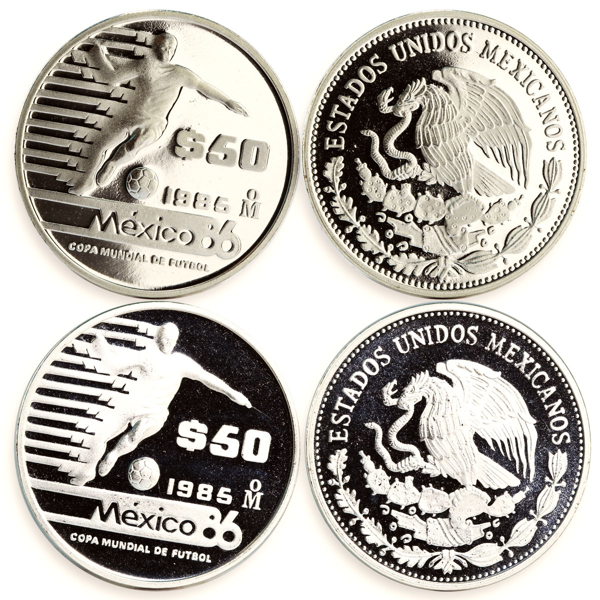 Mexico set of 12 coins 25 50 100 pesos Football World Cup proof silver coin 1986