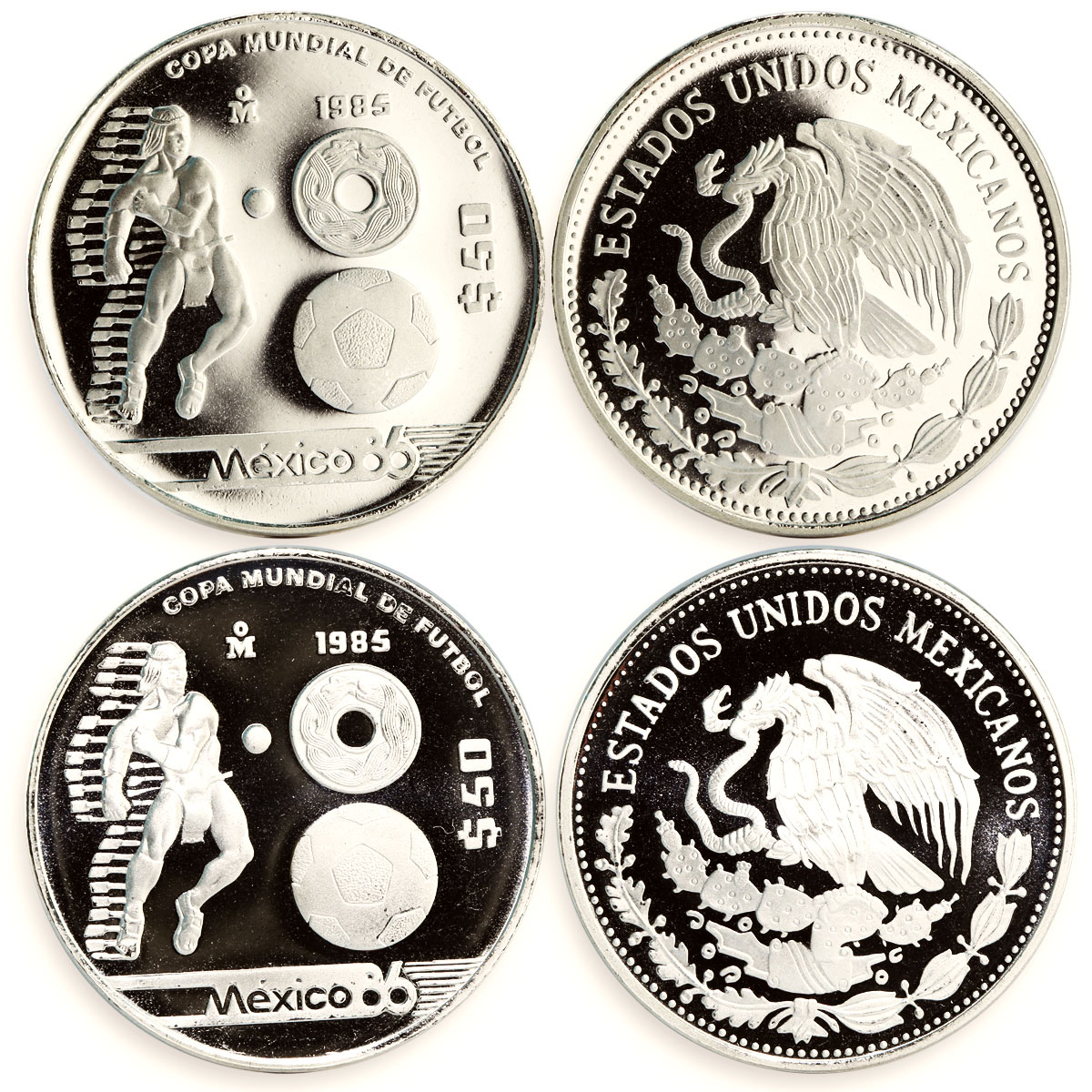 Mexico set of 12 coins 25 50 100 pesos Football World Cup proof silver coin 1986
