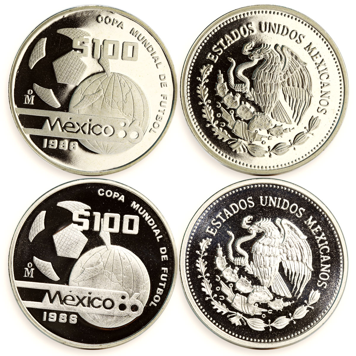 Mexico set of 12 coins 25 50 100 pesos Football World Cup proof silver coin 1986