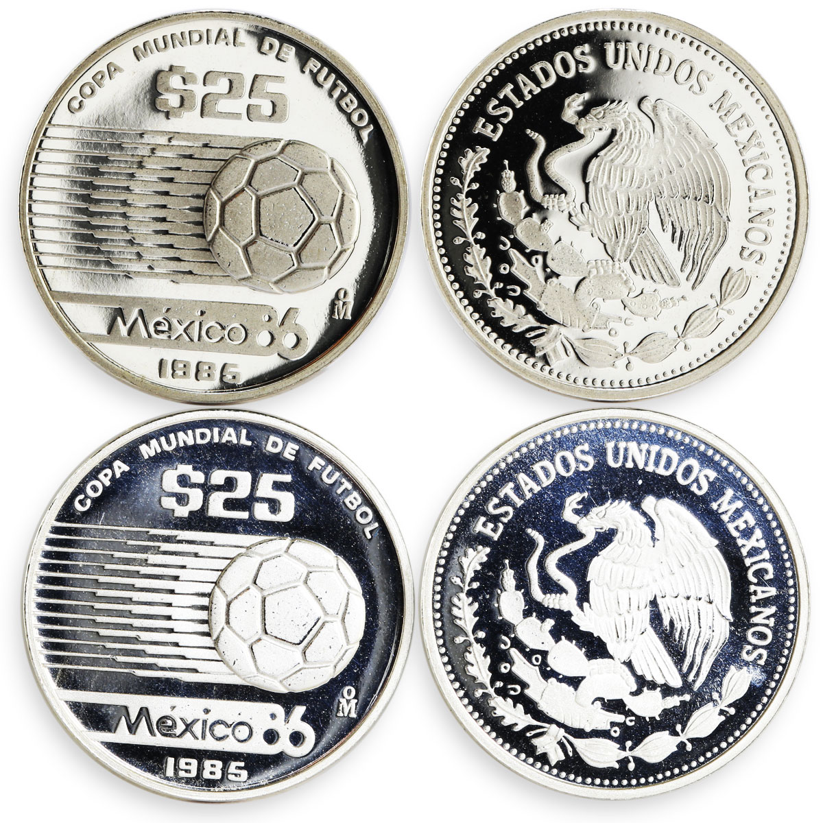 Mexico set of 12 coins 25 50 100 pesos Football World Cup proof silver coin 1986