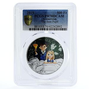 Cameroon 500 francs The Best Pupil PR70 PCGS colored silver coin 2019