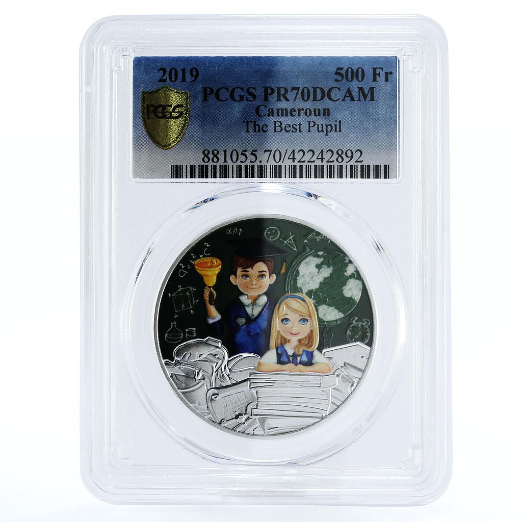 Cameroon 500 francs The Best Pupil PR70 PCGS colored silver coin 2019
