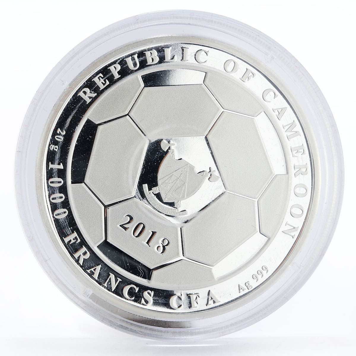 Cameroon 1000 francs Train of Winnings football colored silver coin 2018