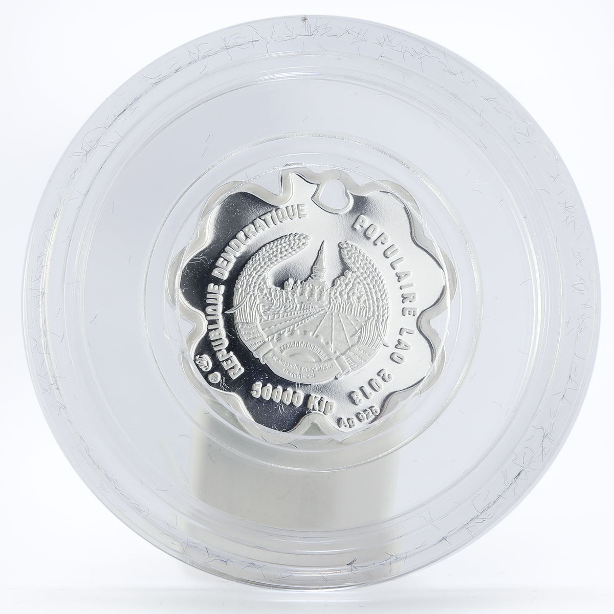 Laos 50000 kip Clover luck colored silver coin 2013