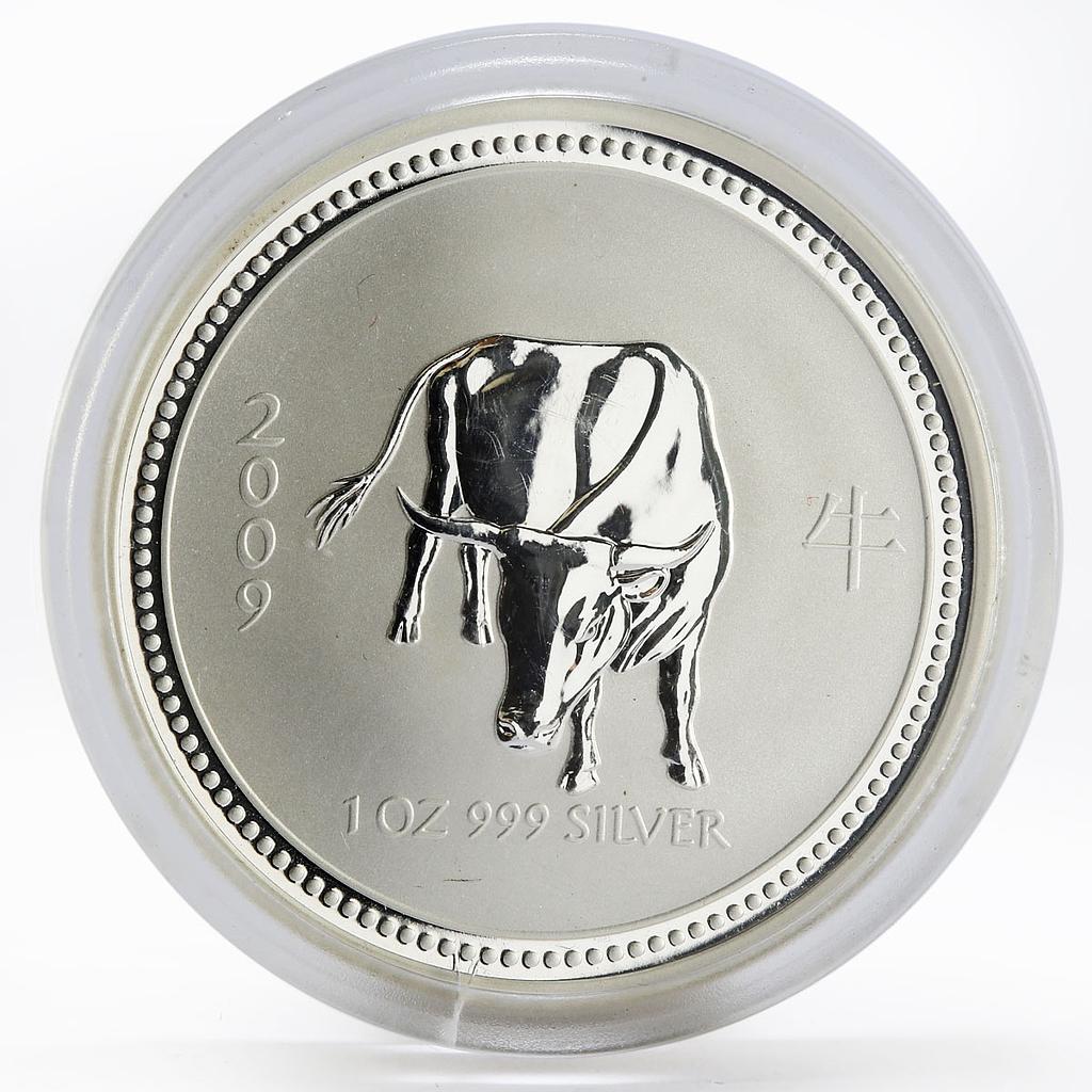 Australian 1 dollar Year of the Ox Lunar Series I 1 oz Silver Coin 2009