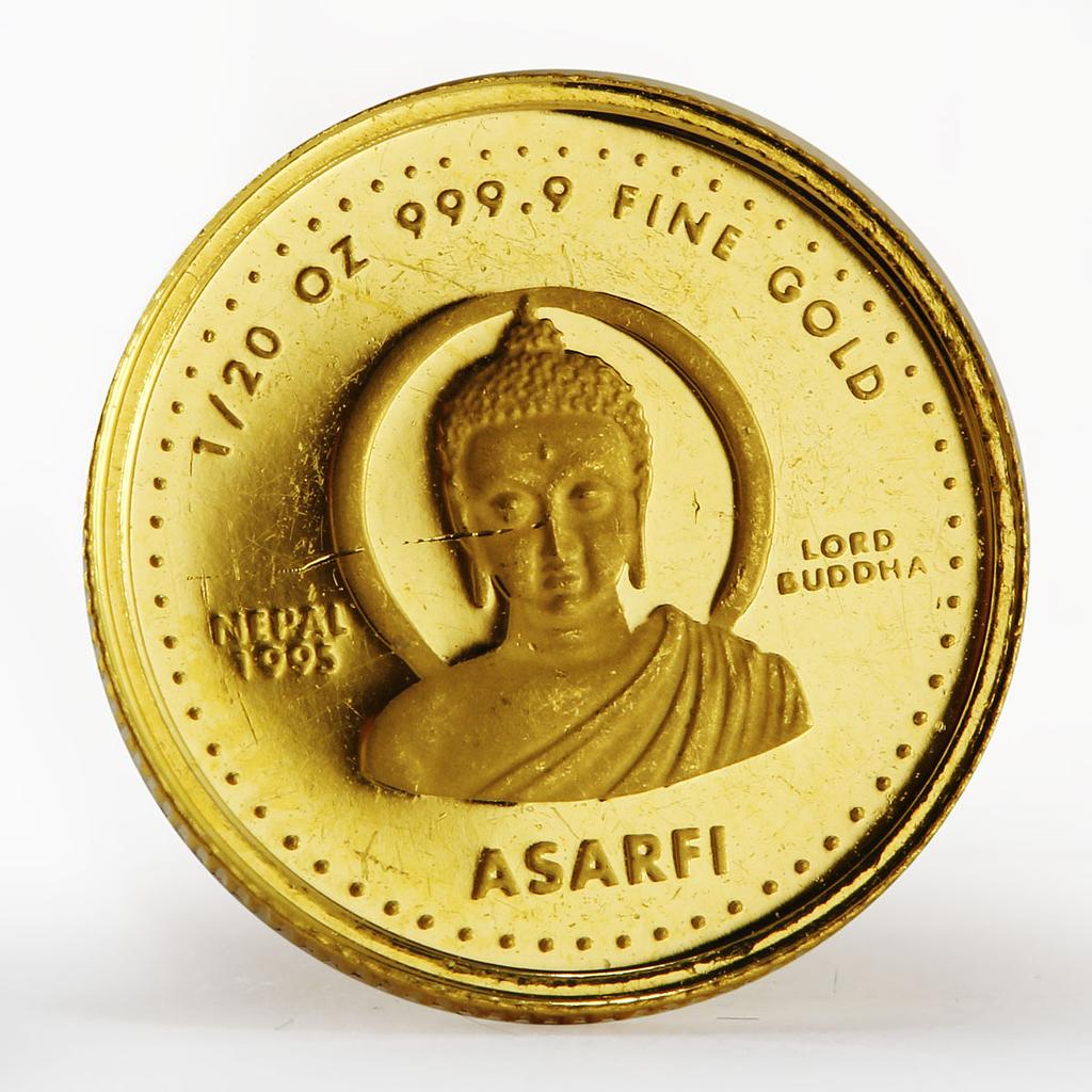 Nepal 1/20 oz Asarfi Lord Buddha proof gold coin 1995