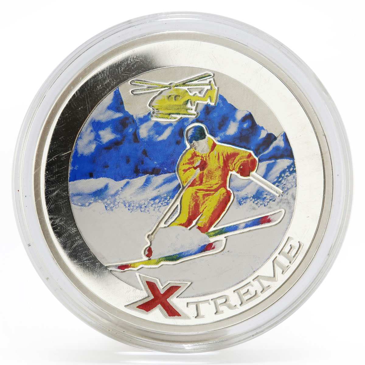 Andorra 10 diners Extreme Sports Heliskiing colored proof silver coin 2007