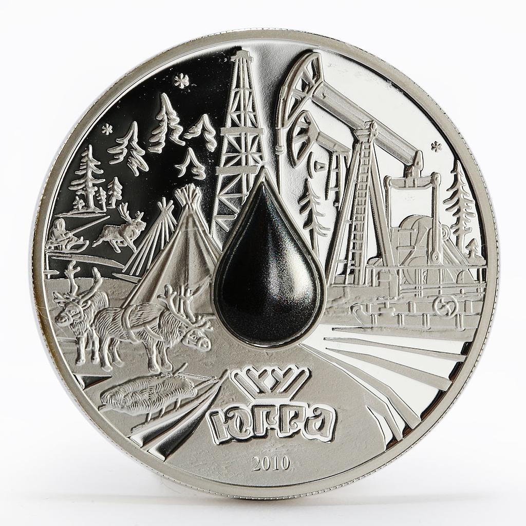 Cook Island 5 dollars Ugra Drop of Oil taiga yurt towers proof silver coin 2010