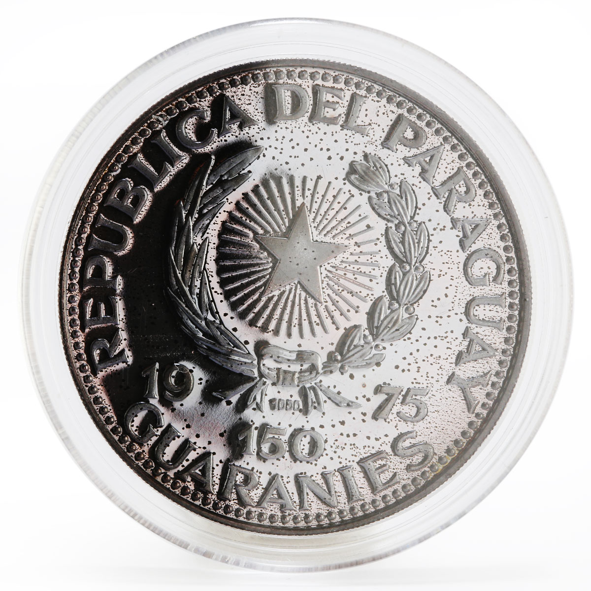 Paraguay 150 guaranies Apollo 15 Scott Worden Irwin proof silver coin 1975