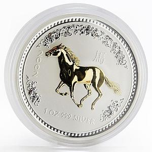 Australia 1 dollar Lunar Series I Year of the Horse gilded silver coin 2002