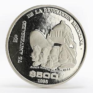 Mexico 500 pesos 75th Anniversary of 1910 Revolution proof silver coin 1985