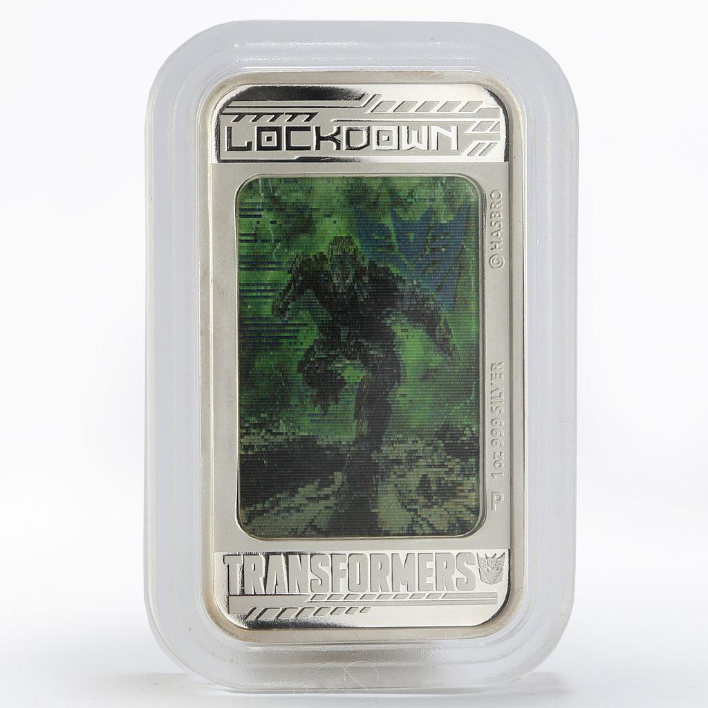 Tuvalu 1 dollar Transformers Lockdown hologram colored proof silver coin 2014