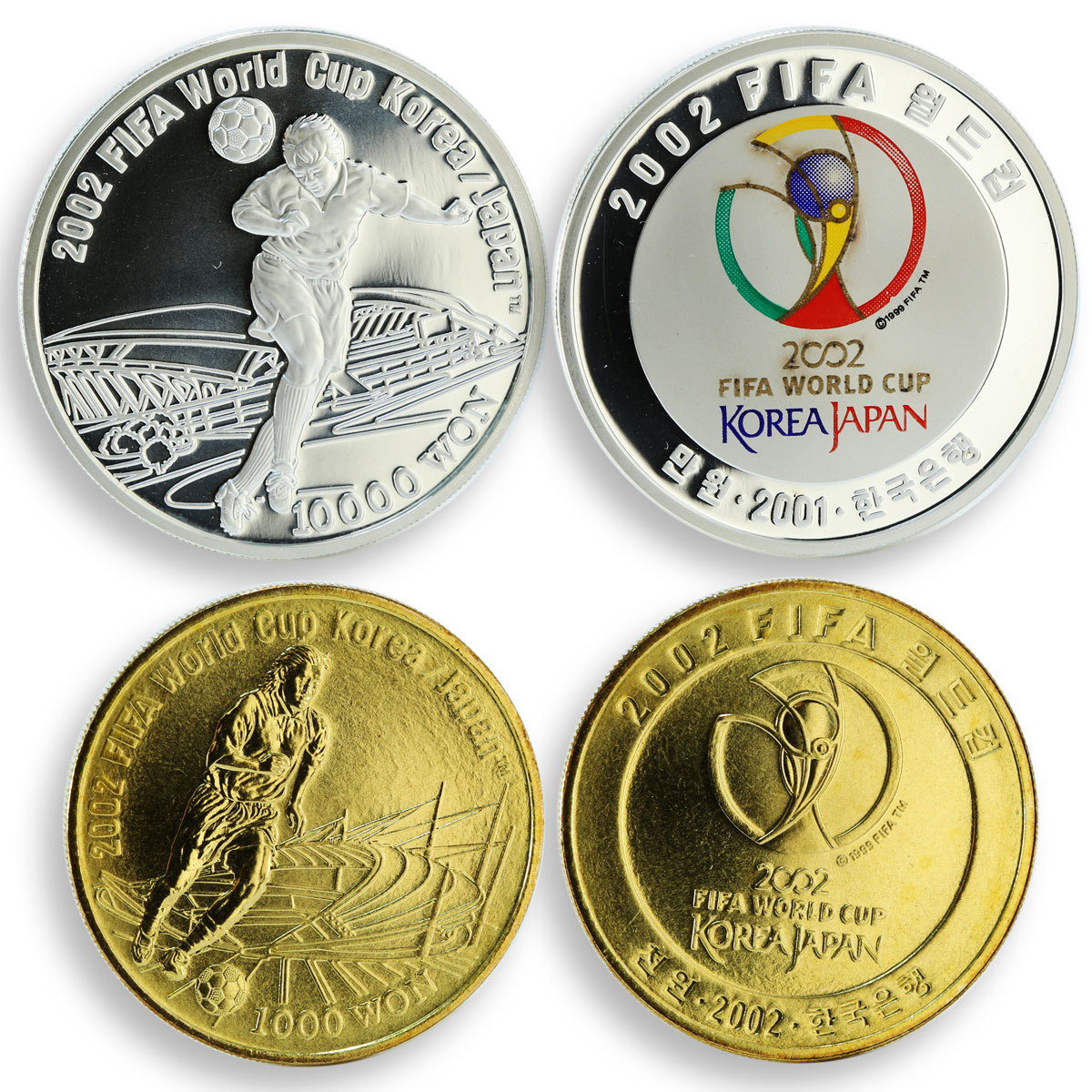 Korea set of 2 coins FIFA World Cup 2002 silver and nickel 2001-2002