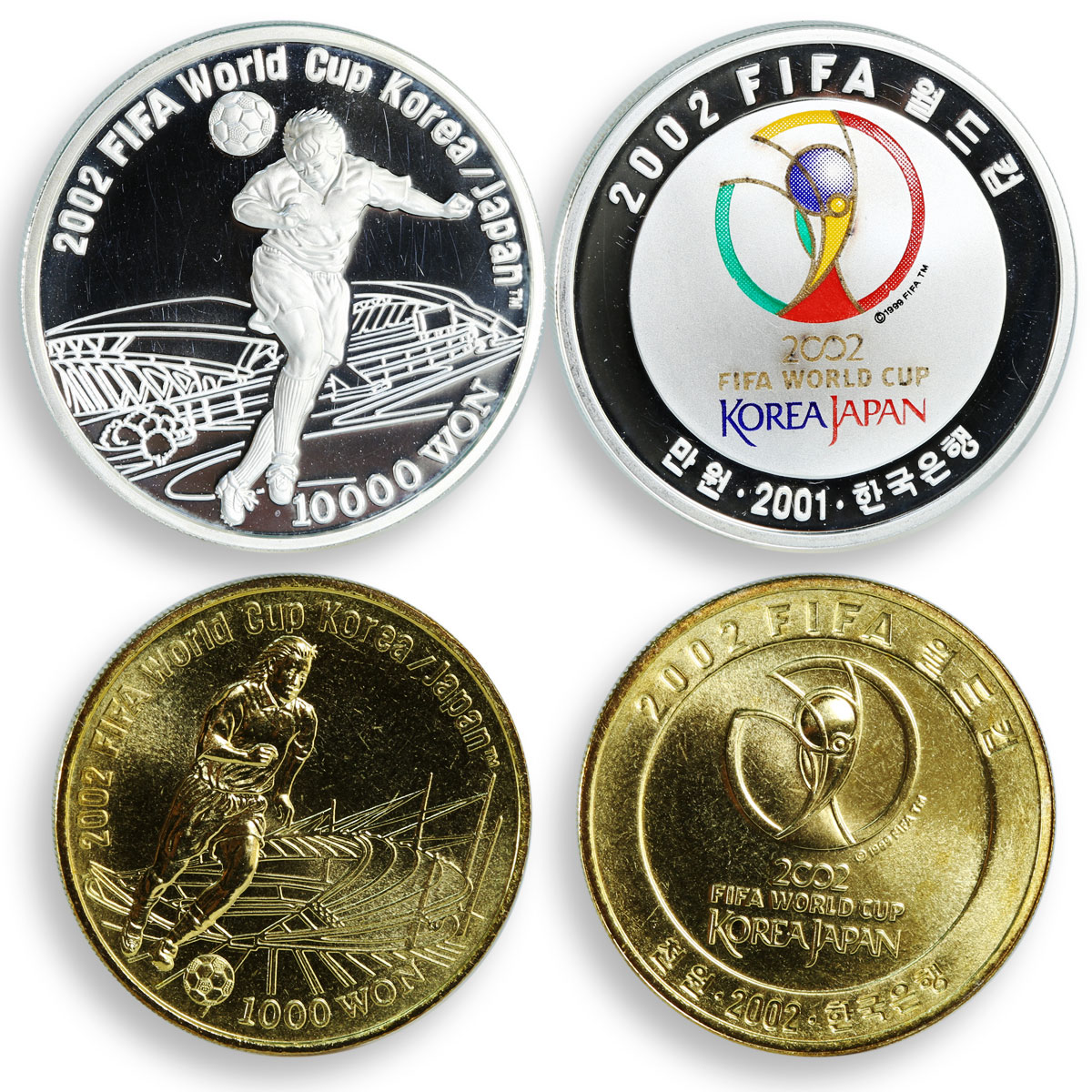 Korea set of 2 coins FIFA World Cup 2002 silver and nickel 2001-2002