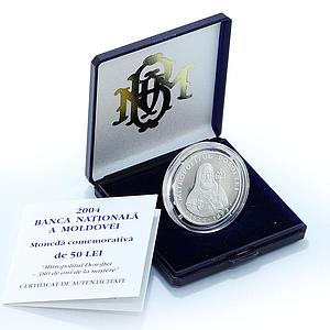Moldova 50 lei Mitropolitul Dosoftei proof silver coin 2004