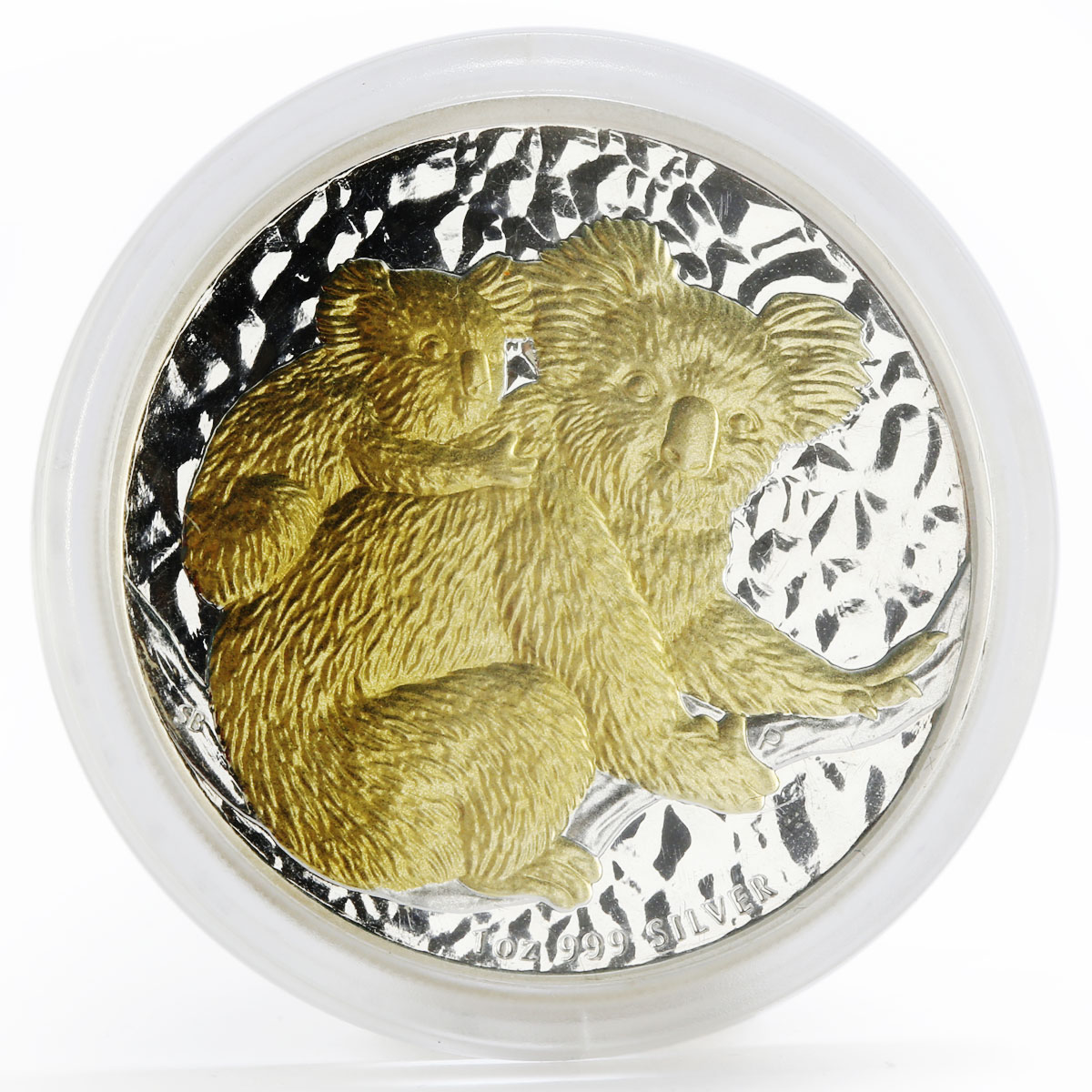 Australia 1 dollar Koala and baby wild animals gilded silver coin 2008
