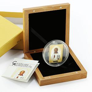 Cook Island 5 dollars Icons The Saviour Orthdox gilded colored proof coin 2011