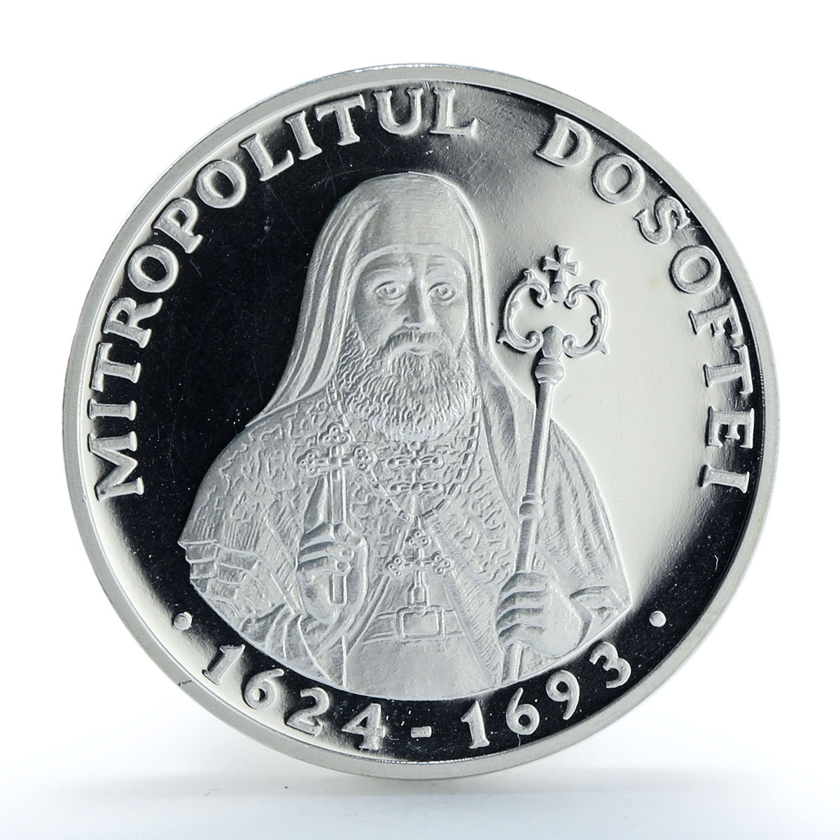 Moldova 50 lei Mitropolitul Dosoftei proof silver coin 2004