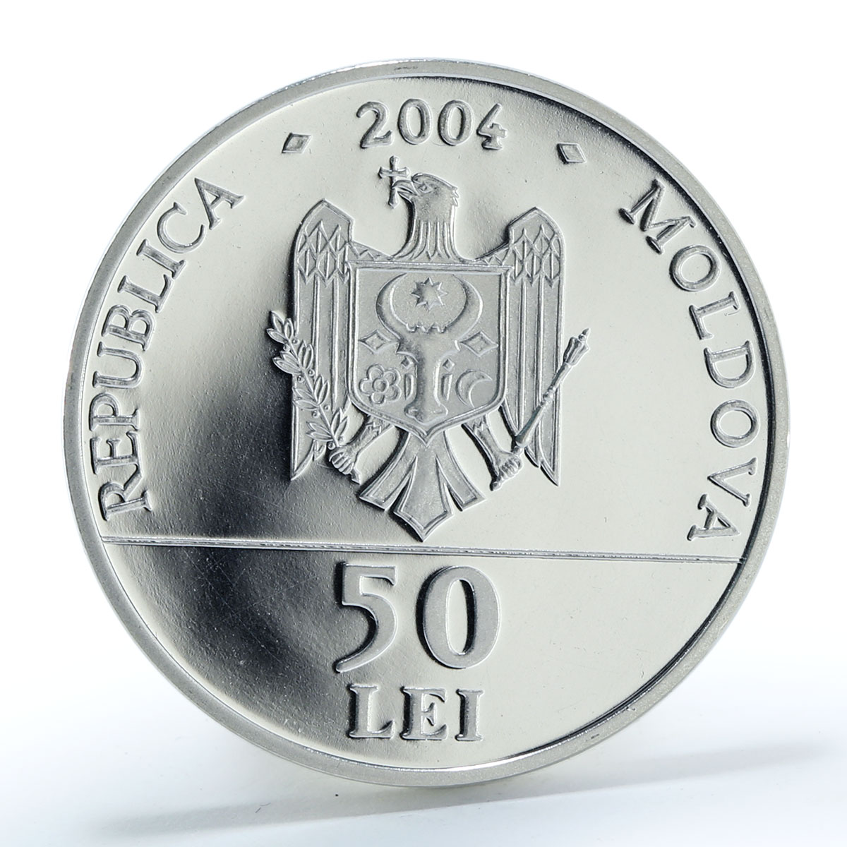 Moldova 50 lei Mitropolitul Dosoftei proof silver coin 2004