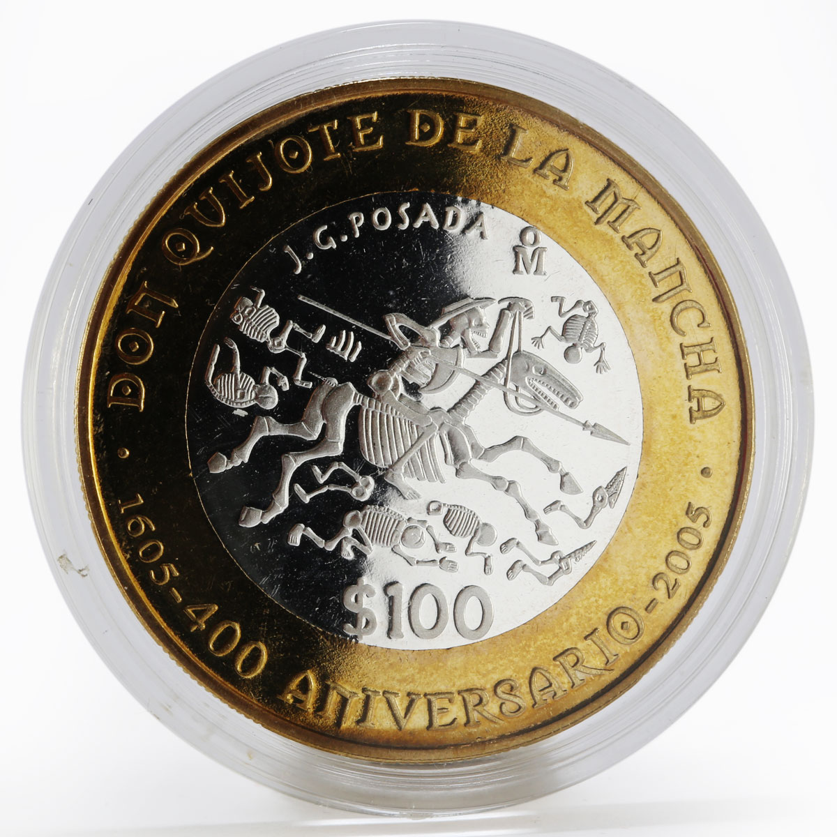 Mexico 100 pesos 400th Anniversary of Don Quijote proof silver coin 2005