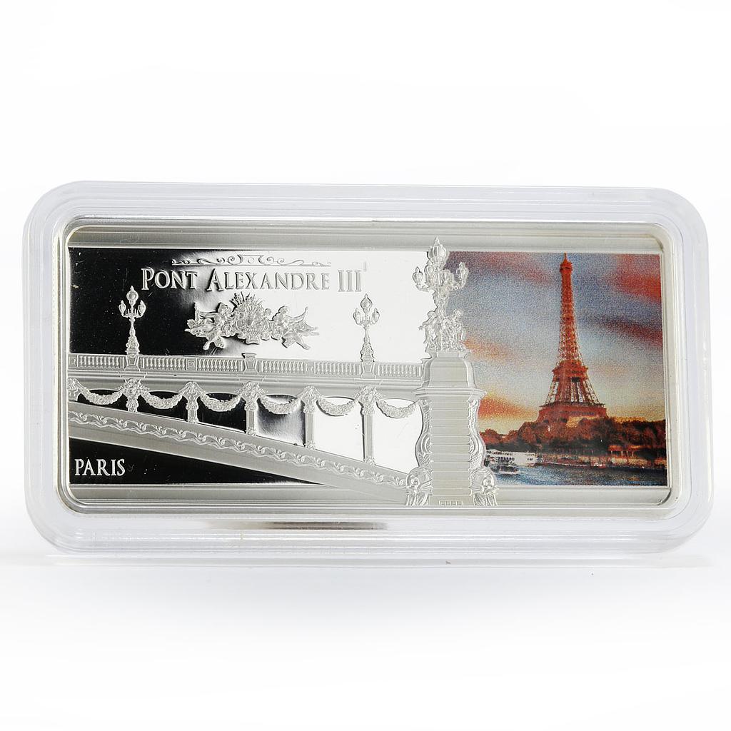 Niue 2 dollars Paris Pont Alexandre Eiffel Tower colored proof silver coin 2015
