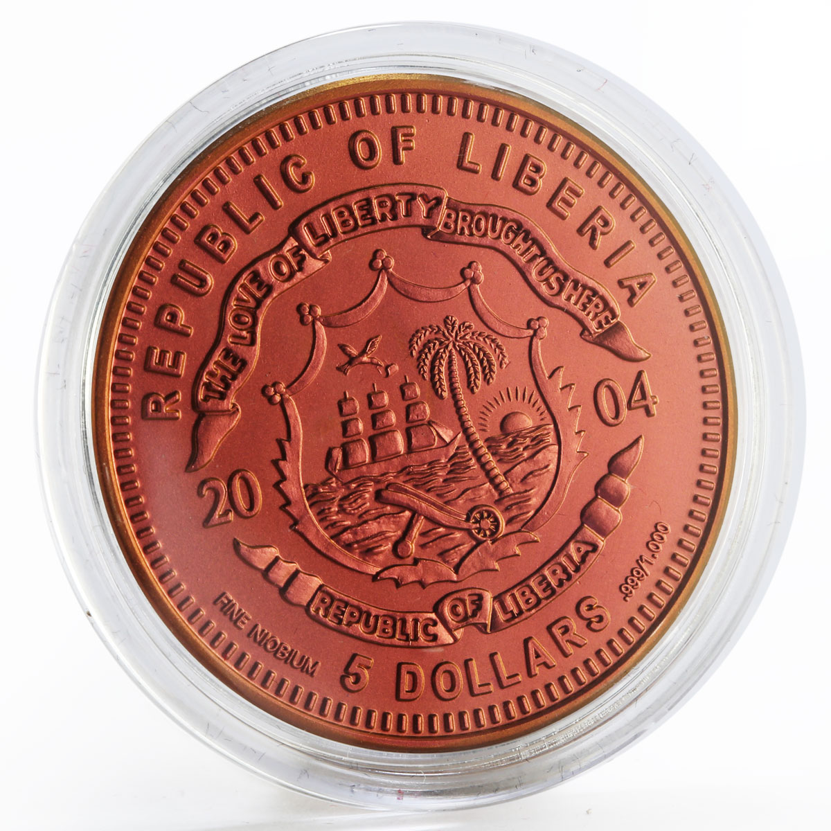 Liberia 5 dollars set of 5 coins History of Sport Olympic games niobium 2004