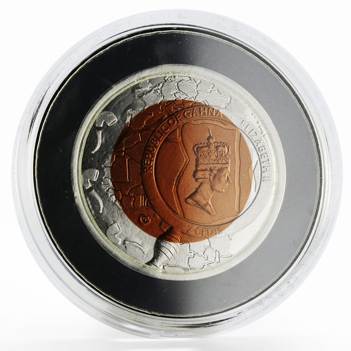 Ghana 5 cedis Sherlock Holmes Silver plated Titanium bimetallic coin 2017