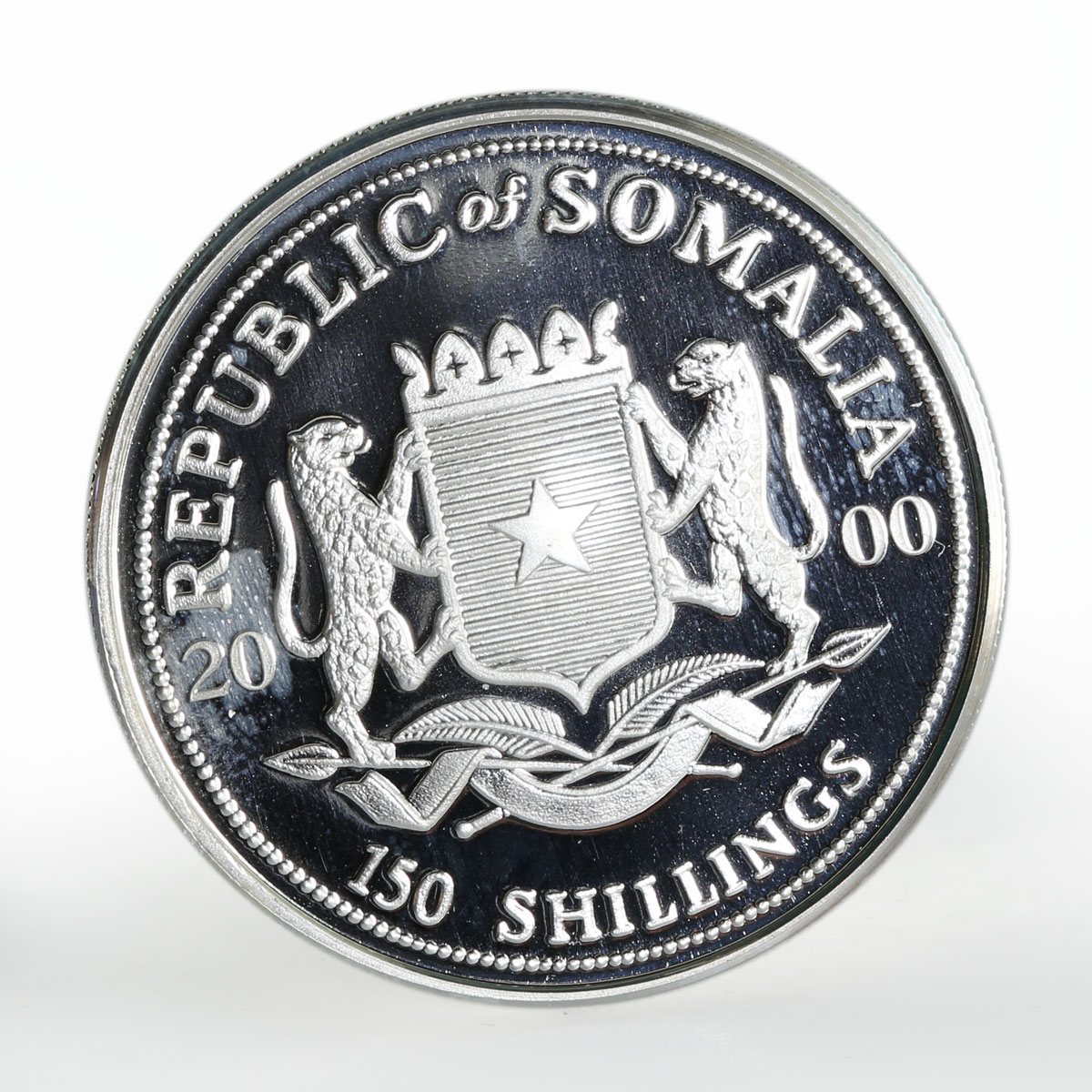 Somalia 150 shillings Millennium proof silver coin 2000