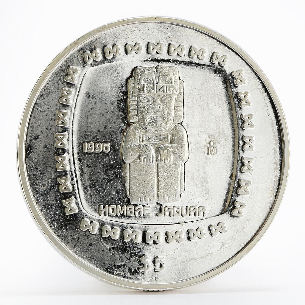 Mexico 5 pesos Statue Hombae Jaguar proof silver coin 1996