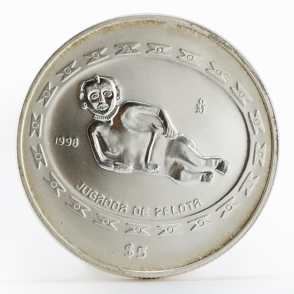 Mexico 5 pesos Teotihuacan - Jugador de Pelota silver coin 1998