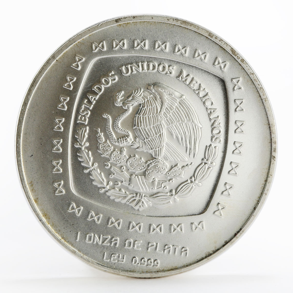 Mexico 5 pesos Hombre Jaguar Sculpture silver coin 1998