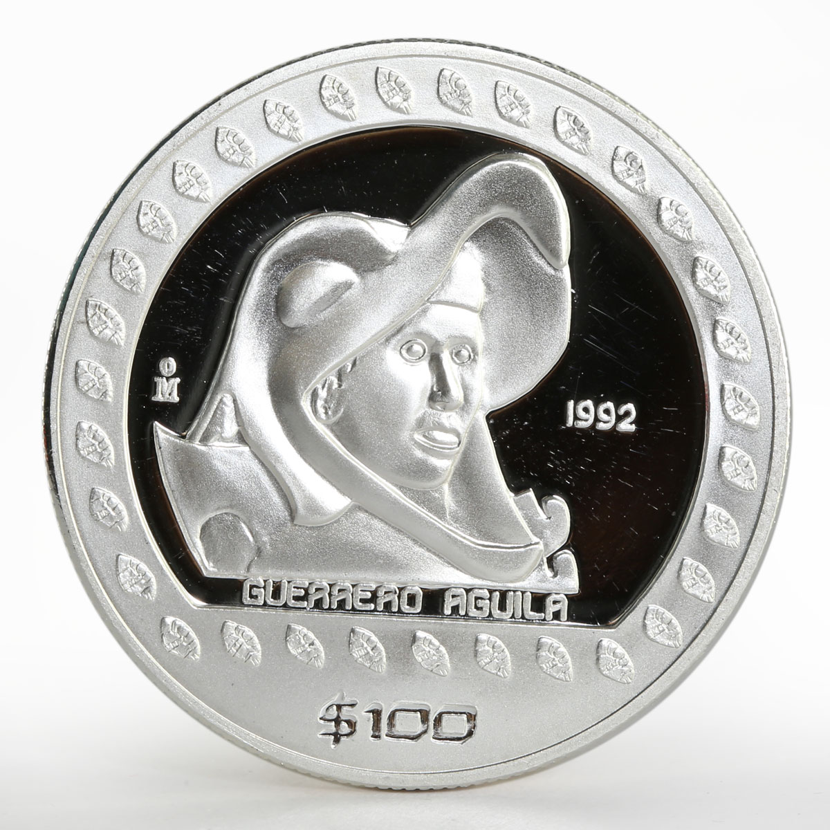 Mexico 100 pesos Guerrero Aguila proof silver coin 1992