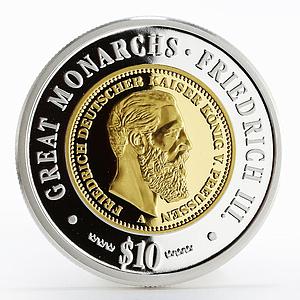 Namibia 10 dollars Great Monarchs Friedrich III gilded proof silver coin 2009