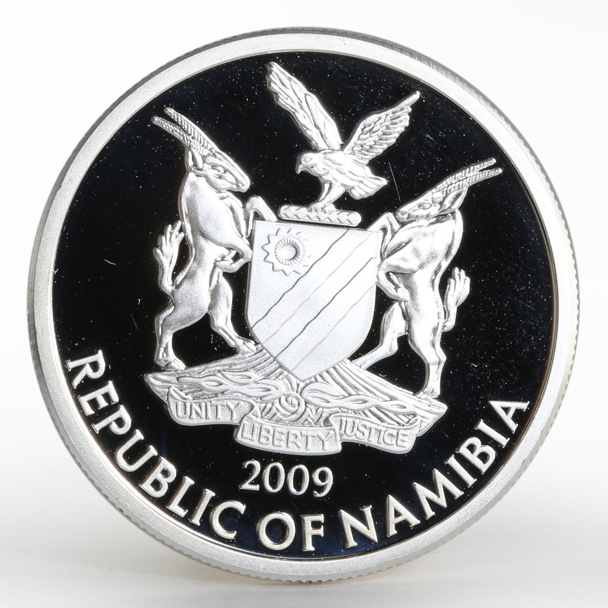 Namibia 10 dollars Great Monarchs Friedrich III gilded proof silver coin 2009