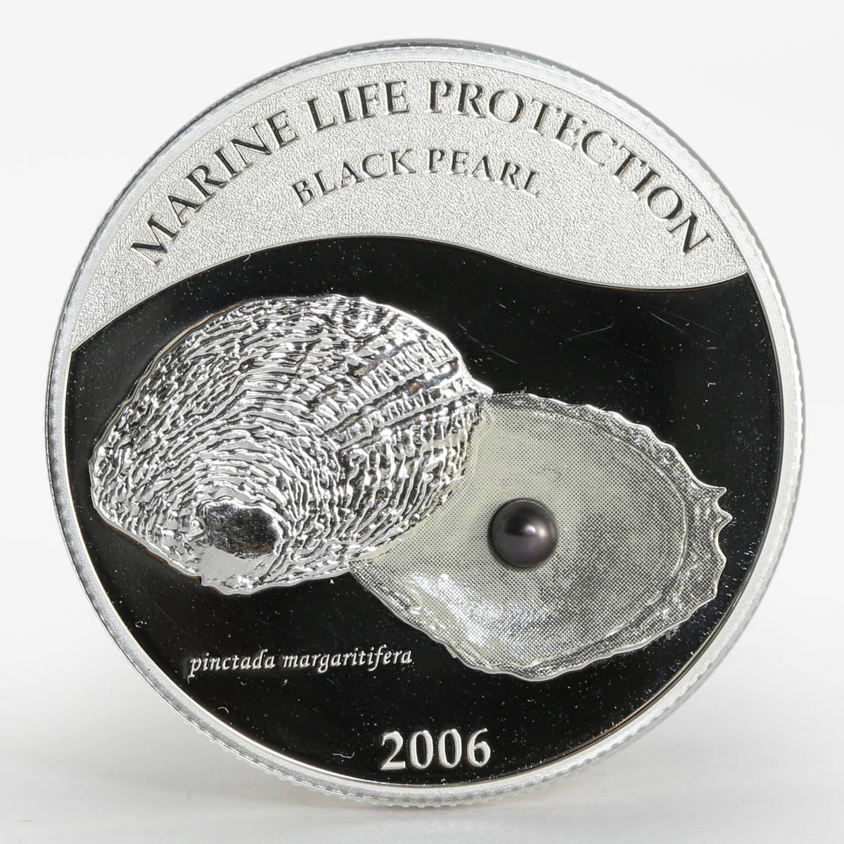 Palau 5 dollars Marine Life Black Pearl colored proof silver coin 2006