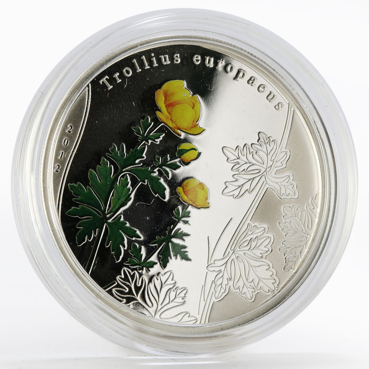 Cook Islands 5 dollars Trollius Europaeus Flower silver color coin 2012