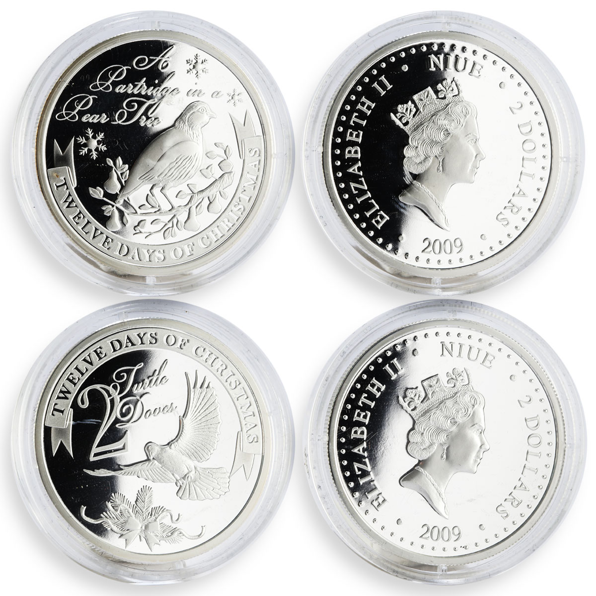 Niue 2 dollars set of 12 coins The Twelve Days of Christmas proof silver 2009