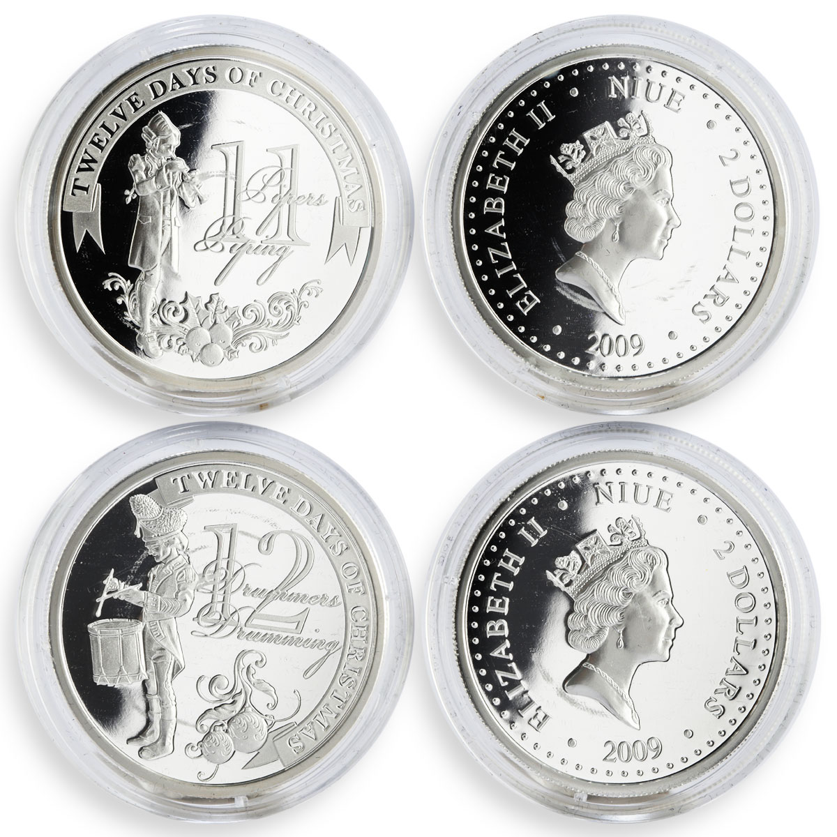 Niue 2 dollars set of 12 coins The Twelve Days of Christmas proof silver 2009