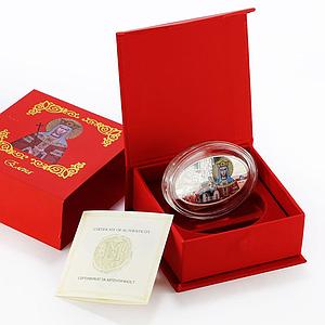Macedonia 100 denars Angel Day Elena crystal colored proof silver coin 2015