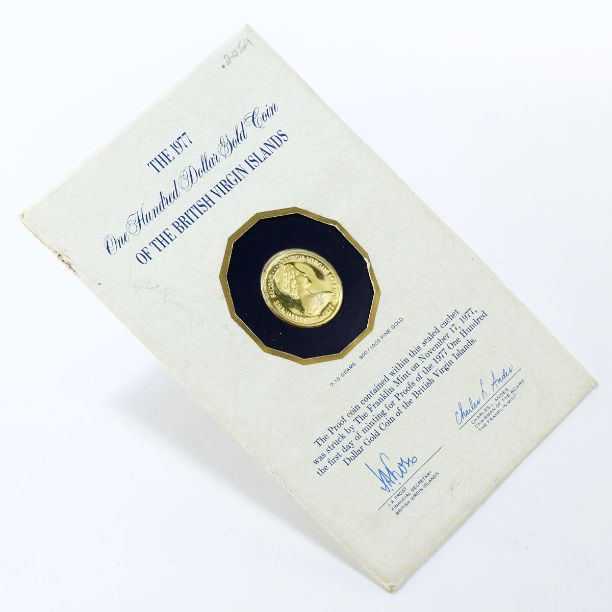 British Virgin Islands 100 dollars 25 anniversary of Queen Crown gold coin 1977