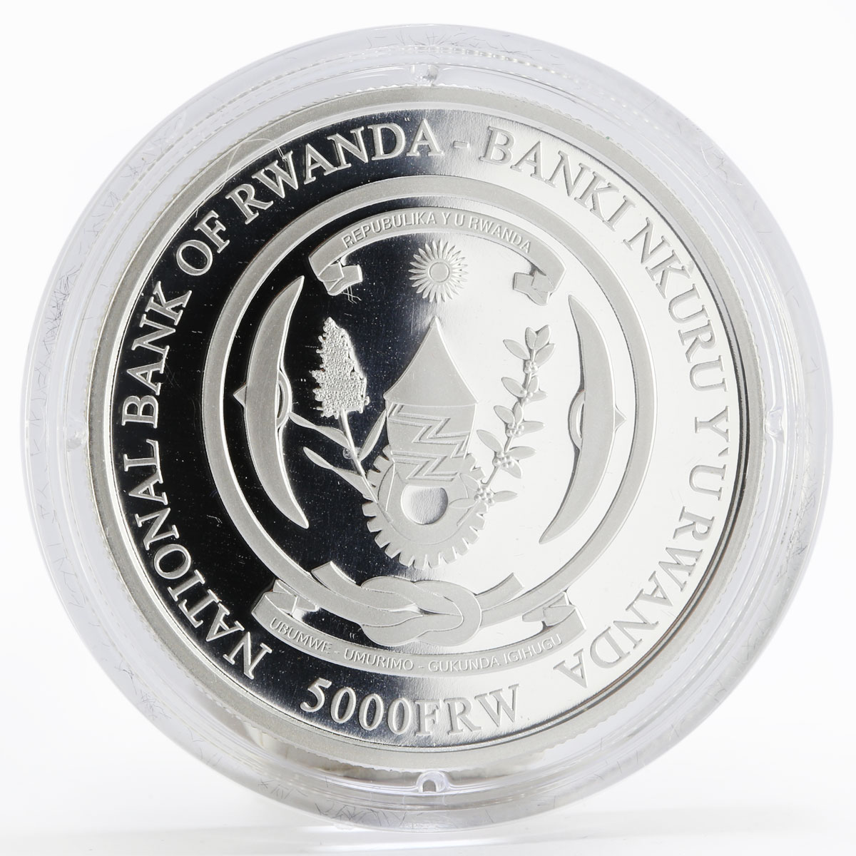 Rwanda 5000 francs 50 Years Central Banking colored proof silver coin 2014