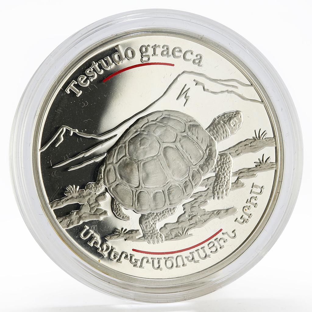 Armenia 100 dram Red Book of Armenia River Turtle Fauna silver coin 2006