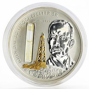 Cook Island 10 dollars Sir John Davidson Rockefeller Oil proof silver coin 2008