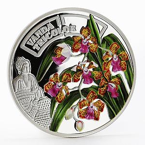 Rwanda 500 francs Orchid Vanda Tricolor Flower colored proof silver coin 2011