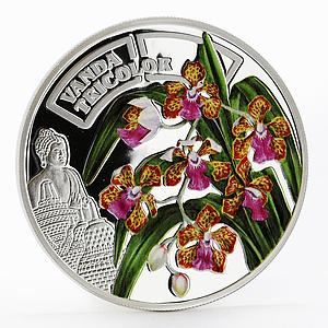 Rwanda 500 francs Orchid Vanda Tricolor Flower colored proof silver coin 2011