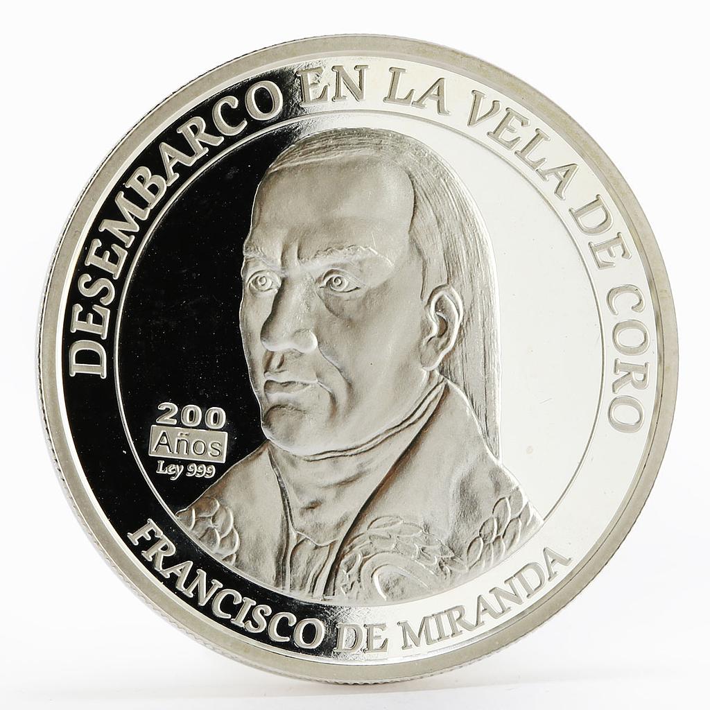 Venezuela 200 bolivares Disembark of Francisco de Miranda proof silver coin 2010