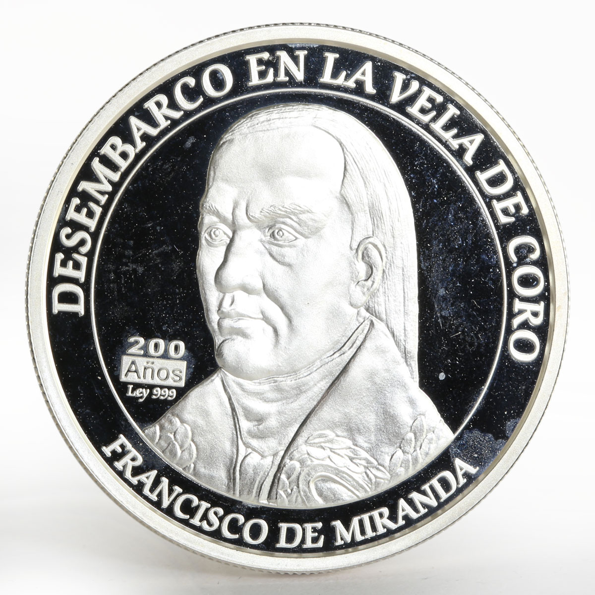 Venezuela 200 bolivares Disembark of Francisco de Miranda proof silver coin 2010