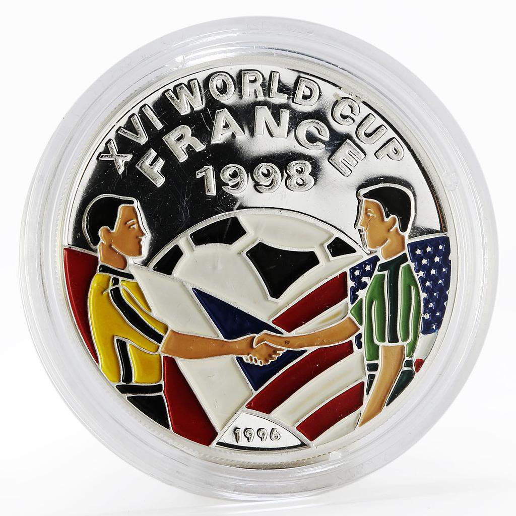 Afghanistan 500 afghanis Soccer World Cup 1998 colored proof silver coin 1996