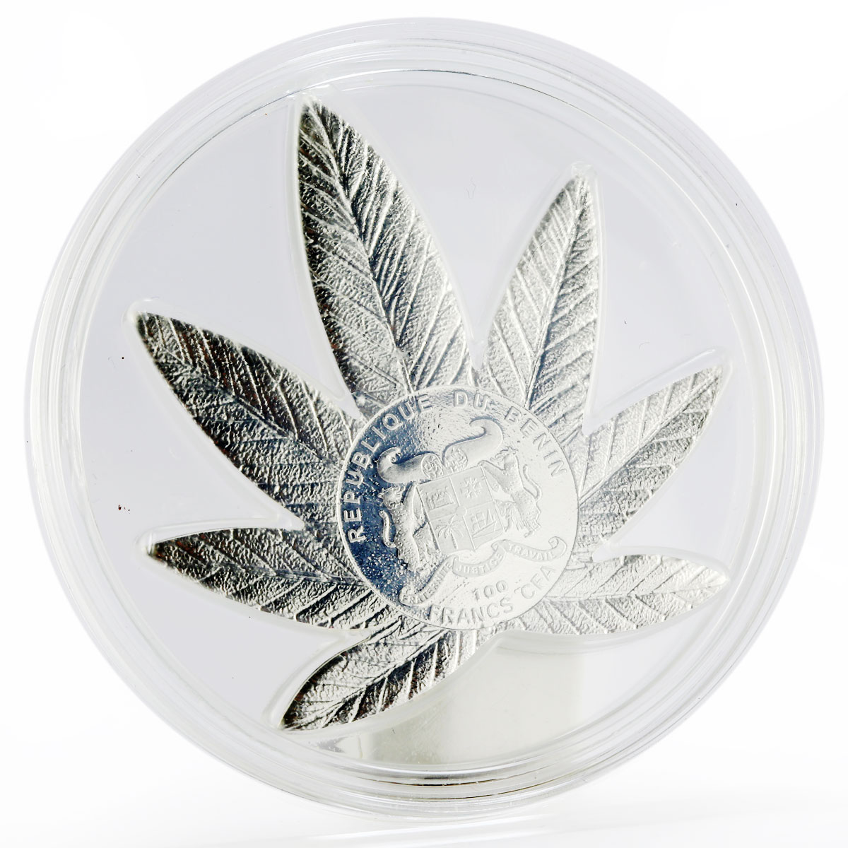 Benin 100 francs Cannabis Sativa colored silver coin 2011